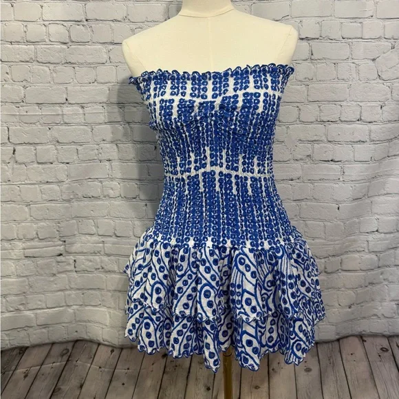 Blue and White Halter Dress - Picture 5 of 6